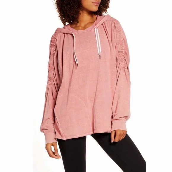 FREE PEOPLE MOVEMENT Cayuga Hooded Tunic Hoodie Sweatshirt Pink Oversized M - Picture 11 of 13